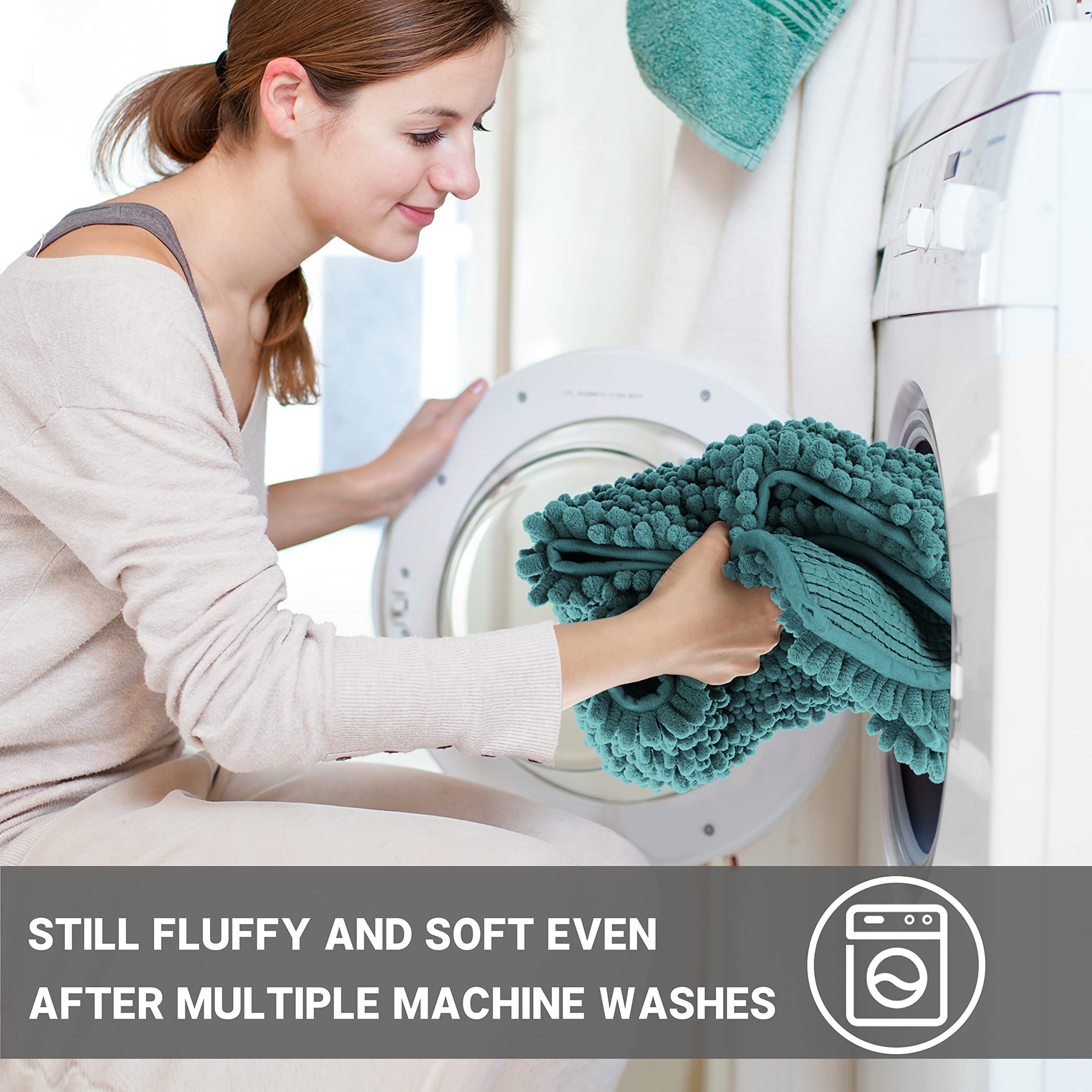 Yimobra Bathroom Rugs Sets 3 Piece, Fluffy Plush Chenille Baht Room Mats Set With Toilet Rug U Shaped, Soft Shaggy Absorbent Non